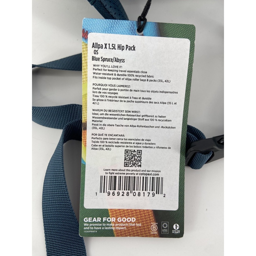 Cotopaxi Allpa X 1.5L Hip Pack Blue Spruce Abyss OS Travel Waist Belt Bag Fanny - Picture 4 of 6